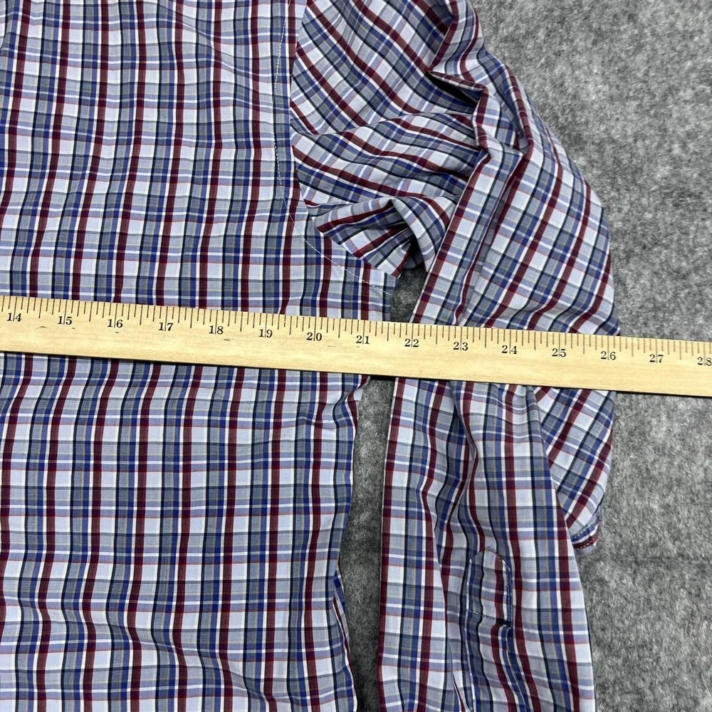 Banana Republic Shirt Mens L Blue Red Plaid Soft Wash Button Long Sleeve Preppy